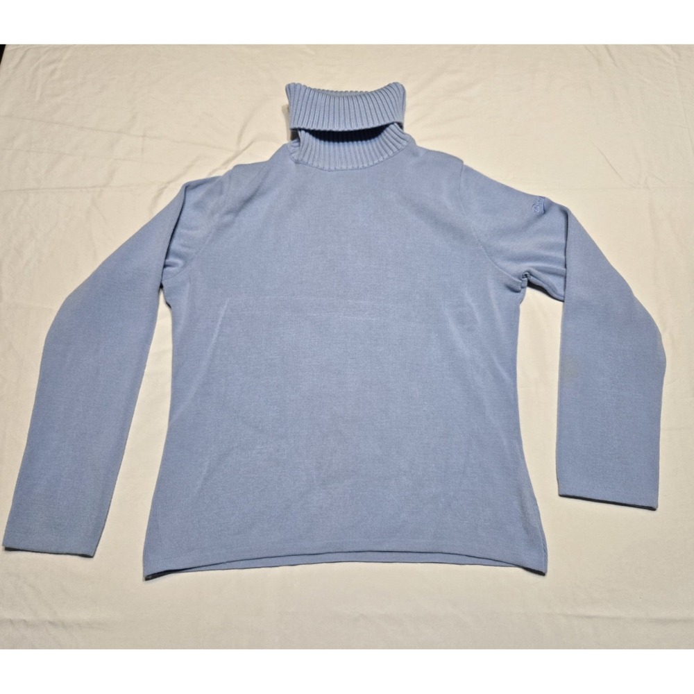 Vtg Bogner Blue Turtleneck Ribbed Sweater Fits Womens Small Thick Soft See Pic
